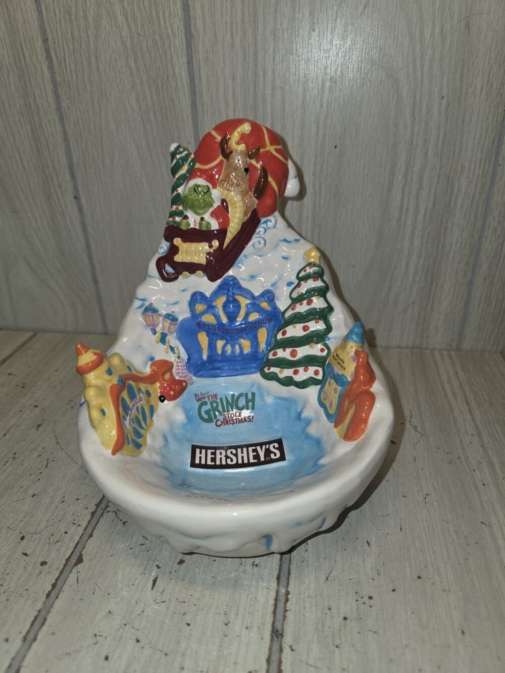 Vtg Hershey's Dr. Seuss How The Grinch Stole Christmas Candy Dish 2000 Holiday